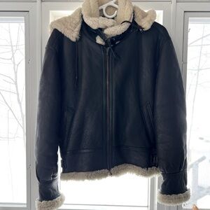 Vintage Shearling & Brown Leather Protocol Jacket